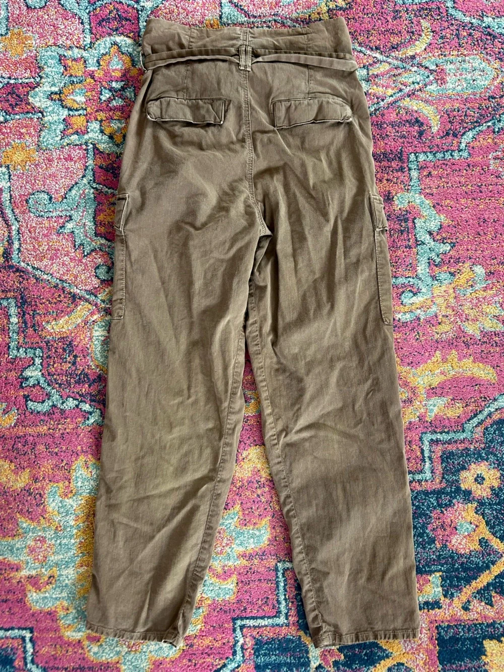 MOTHER | Women’s Brown Greaser Paperbag Pleated Belted Cargo Ankle Pants Size 26